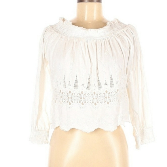 Topshop Tops - Top Shop Women's Lace Accented Crop Top